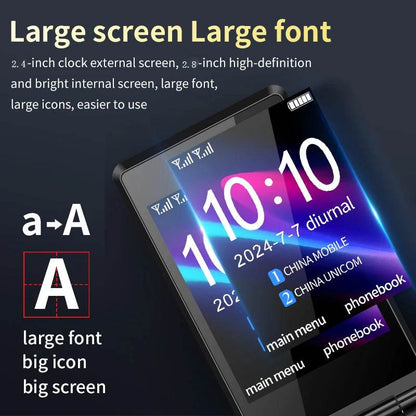 2G Outdoor Folding Senior Phone With Strong Battery Two Big Display Dual Sim Large Button SOS Key Speed Dial Loud Voice Phone - Price Value Store