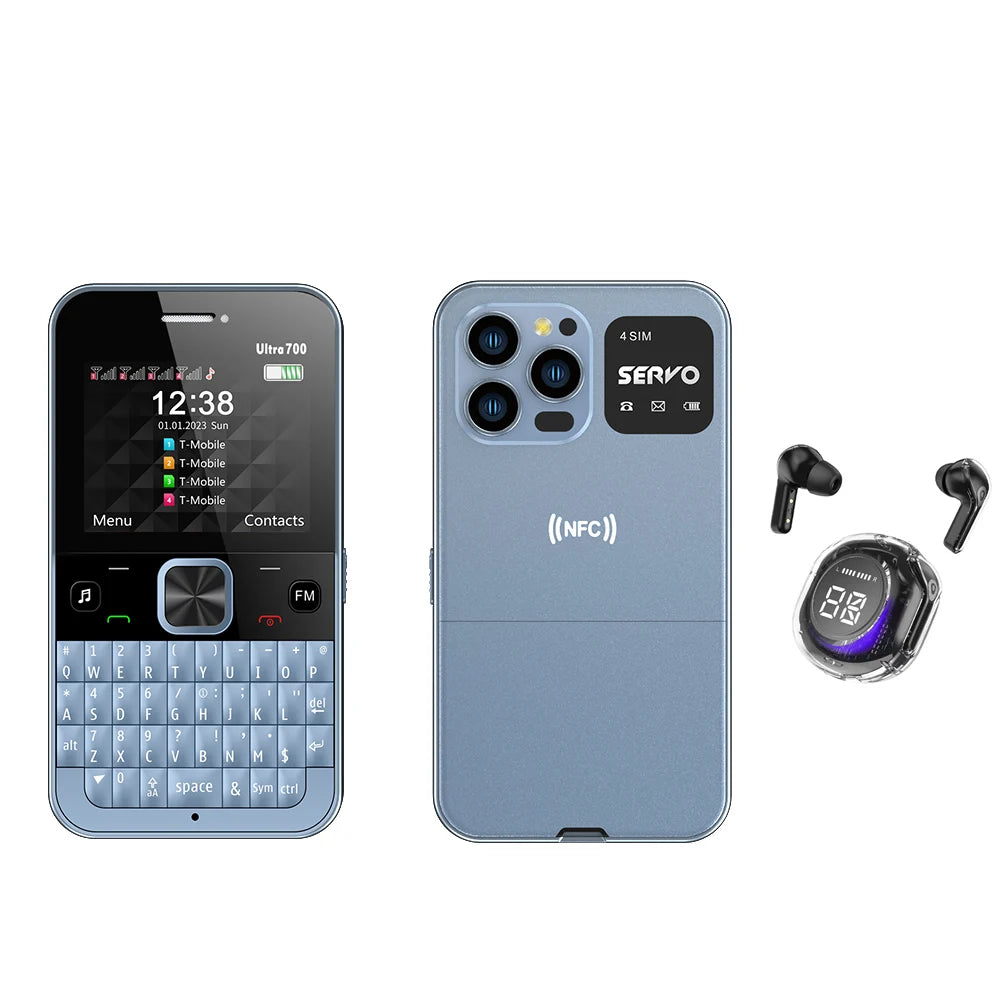 NEW! SERVO Ultra700 Full Keyboard Input Mobile Phone 4 Nano SIM Standby NFC Unlock FM Torch 2.4" Screen Cellular QWERTY Keyboard
