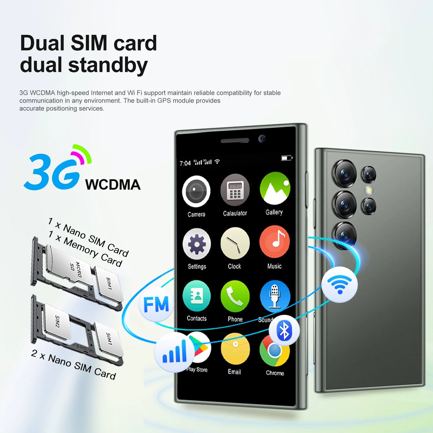 SERVO Android Mini Smartphone 3G Network Dual SIM Card Play Store Face Unlock WiFi GPS 5MP Camera 3.0" Small Cell Phone Portable