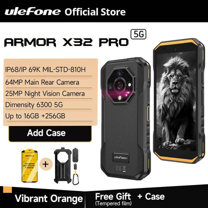 Armor X32 Pro 5G Rugged Phone Android Waterproof Smartphone Up to 16GB RAM 256GB ROM 5.65”Dimensity 6300 NFC Mobile Phone - Price Value Store