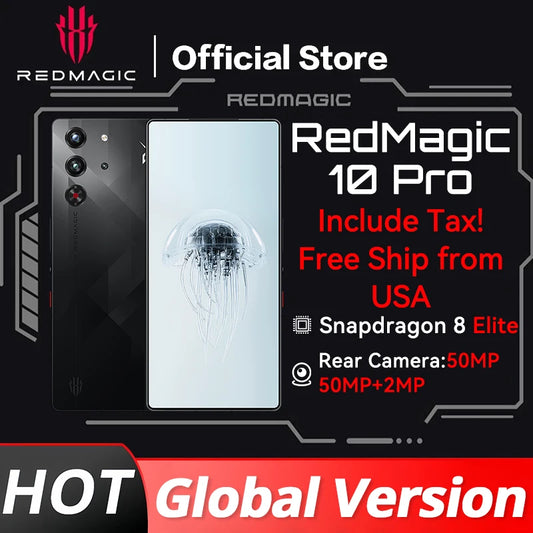 No Tax ship from USA Global Version RedMagic 10 Pro 5G Gaming Mobile Phone 6.853" Snapdragon 8 Elite 7050mAh 80W Charge 50MP NFC