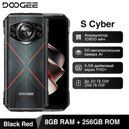 Global Version DOOGEE S Cyber Rugged Phone 6.58" 90Hz IPS Screen 8GB+256GB Android 14 10800mAh Large Battery 50MP AI Main Camera