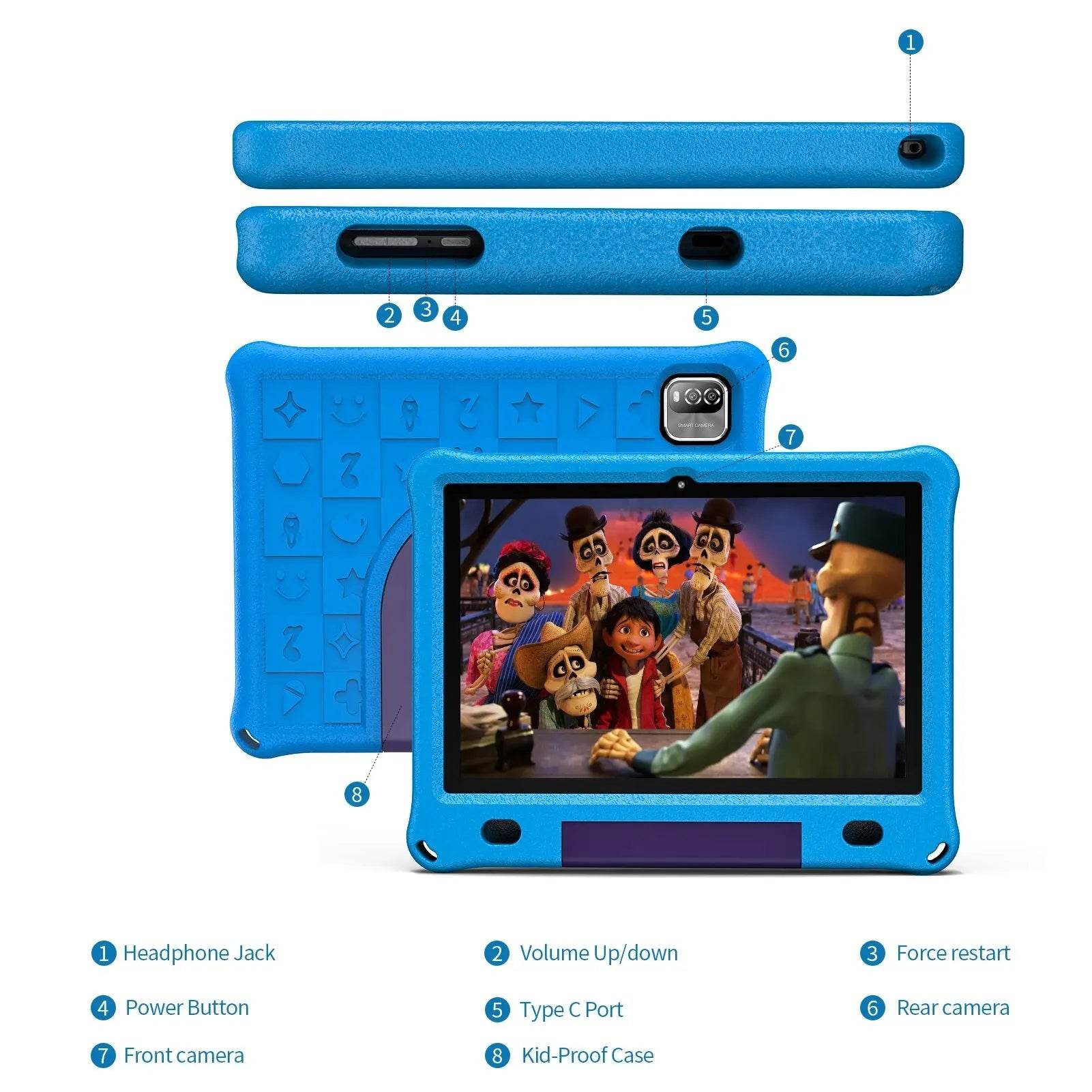 Pritom 10.1 Inch Kids Tablet Android 12 WIFI 6 Quad Core Processor 3GB RAM 64GB ROM YouTube with EVA Protective Case - Price Value Store