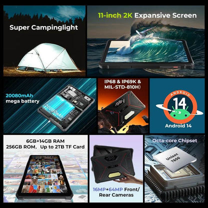 HOTWAV R9 Pro Rugged Tablet 11'' FHD+ 2K Display 20080mAh Massive Battery Pad Android 14 6GB 256GB Camera Global 4G Tablet PC - Price Value Store