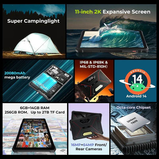 HOTWAV R9 Pro Rugged Tablet 11'' FHD+ 2K Display 20080mAh Massive Battery Pad Android 14 6GB 256GB Camera Global 4G Tablet PC - Price Value Store
