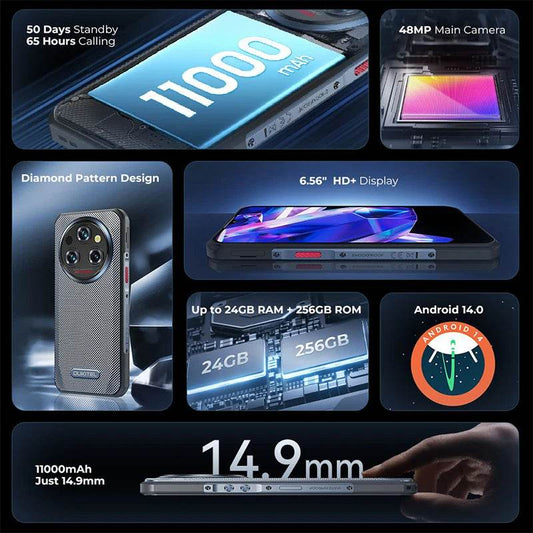 Oukitel Wp35 S Rugged Phone 6Gb+256Gb 11000Mah Nfc Android Cell Phones 48Mp Rear Camera Smartphone Business Phone - Price Value Store