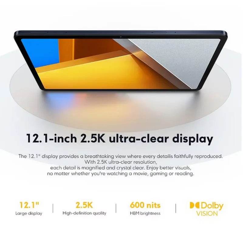Global Version POCO Pad Tablet 8GB 256GB Snapdragon 7s Gen 2 Octa core 12.1'' 120Hz 2.5K Display 33W 10000mAh Battery - Price Value Store