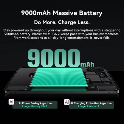 Blackview MEGA 2 Tablet PC 12'' 2K FHD+ Display Unisoc T615 12GB+12GB RAM 256GB ROM 9000mAh Battery 16MP Android 15 4G Tablets - Price Value Store