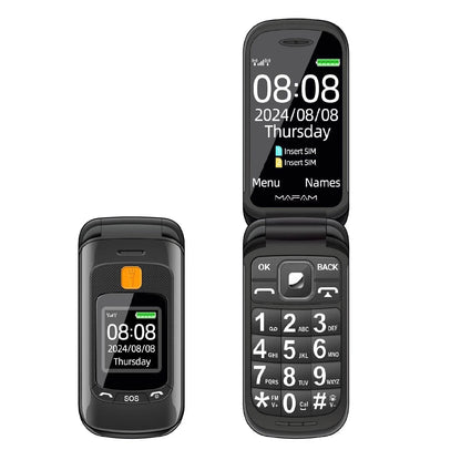 Senior Flip Dual Display Mobile Phone For Elderly Two SIM Card Large Button Speed Dial Flashlight FM Radio Push Button SOS Call - Price Value Store