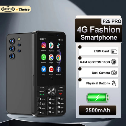 SERVO F25 PRO 4G LTE Button Smartphone Android System Play Store FM Radio 2GB+16GB WiFi 3.5" Touch Screen Smart Phones Dual SIM