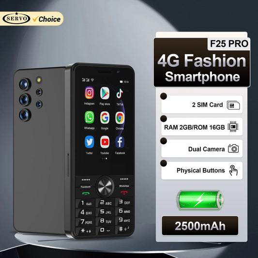 SERVO F25 PRO 4G LTE Button Smartphone Android System Play Store FM Radio 2GB+16GB WiFi 3.5" Touch Screen Smart Phones Dual SIM