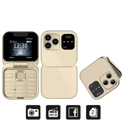 SERVO 2024 New Mini Flip Mobile Phone FM Radio Magic Voice Blacklist Speed Dial Vibration 2SIM Card Small Display Foldable Phone - Price Value Store