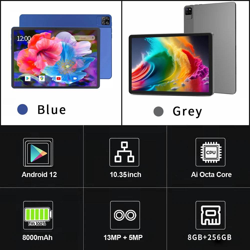 Global Firmware Original BDF P40 Delicate Ai CPU 8GB+256GB Octa Core Android 12 ,10.35 Inch HD LCD Screen Wifi Tablet Pad Tablet - Price Value Store