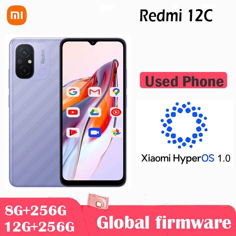 Global firmware Original Xiaomi Redmi 12C Smartphone HyperOS 1.0 5000mAh Battery Octa Core 50MP 6.71'' 4G Used Phone - Price Value Store