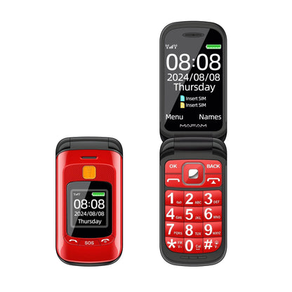 Senior Flip Dual Display Mobile Phone For Elderly Two SIM Card Large Button Speed Dial Flashlight FM Radio Push Button SOS Call - Price Value Store