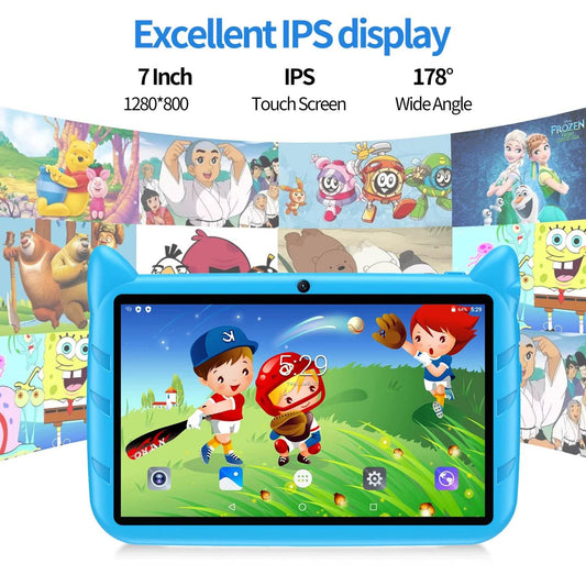 New 7 Inch Cartoon Pattern Kids Tablets Quad Core 4GB+64GB ROM Bluetooth 5G WiFi Learning Education Games Tablet Children's Gift - Price Value Store