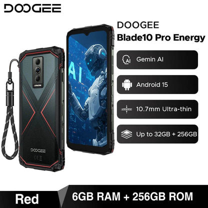 DOOGEE Blade10 Pro Energy Rugged Phone 6.56'' Screen 10.7mm Ultra-thin 6GB RAM 256GB ROM 6150mAh Battery Android 15 Smartphone - Price Value Store