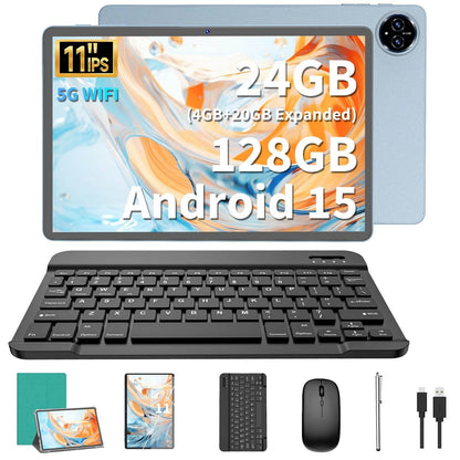 2025 Relndoo 11 Inch Android 15 Tablet , 24GB(4+20 Expanded) RAM+128GB ROM, IPS HD Screen, 5G WiFi, T615 Processor, GPS, Type C - Price Value Store