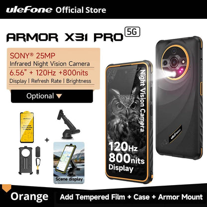 【World Premiere】Ulefone Armor X31 Pro 5G Rugged Phone Android 14 Smartphone 6.56”16GB + 256GB Night Camera 64MP 6050mAh NFC - Price Value Store