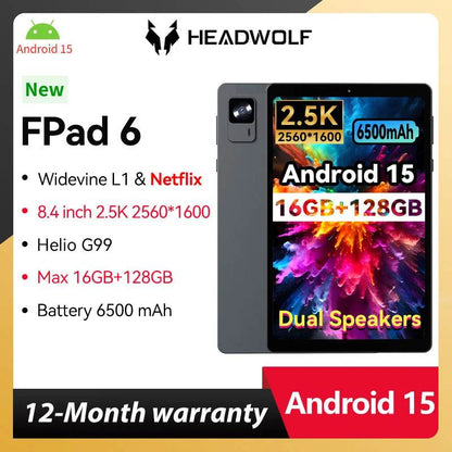 HEADWOLF FPad 6 Andorid 15 tablet 8.4 inch 8GB RAM 128GB ROM MTK G99 Octa-core 4G SIM 6500 mAh Battery - Price Value Store