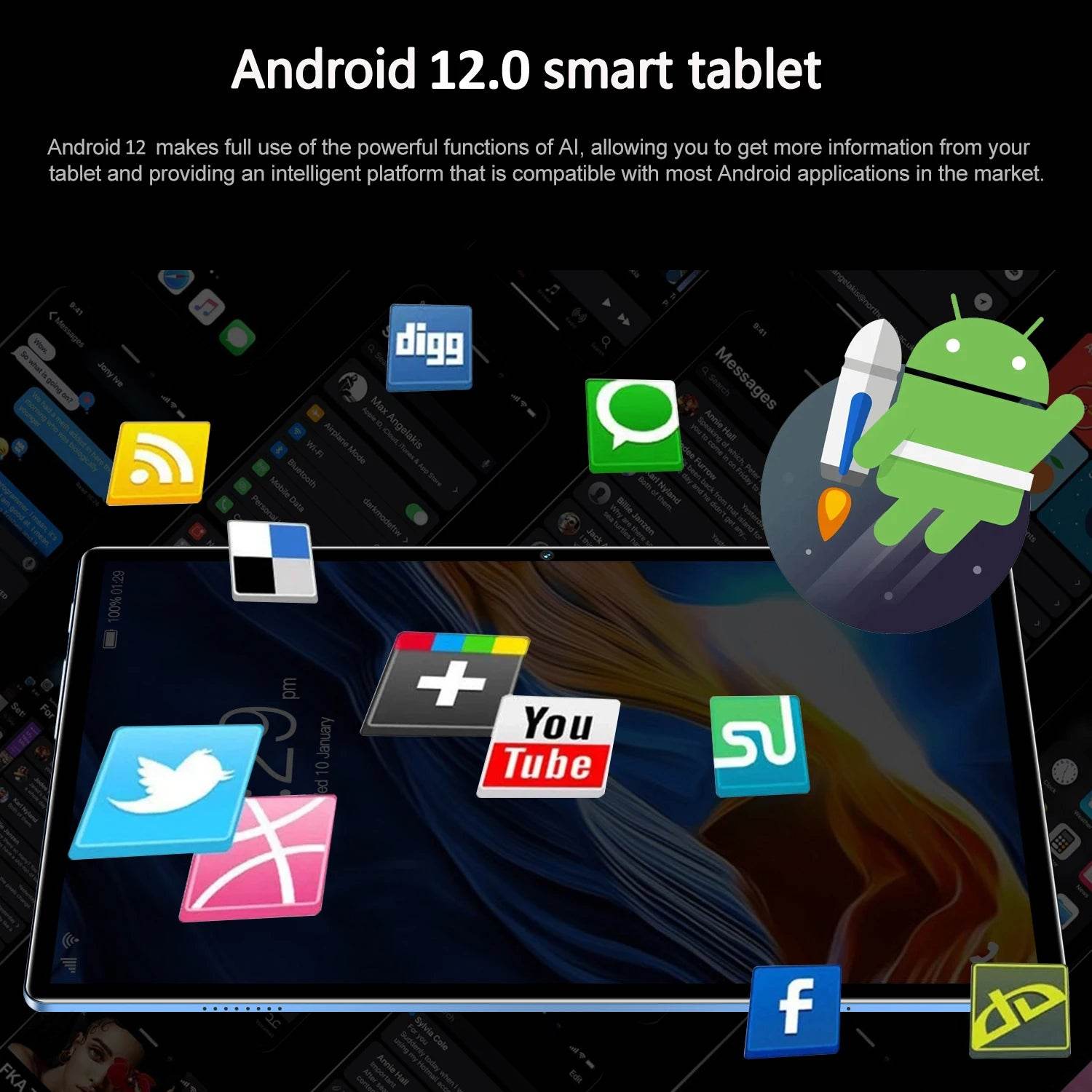 New 5G Pro 10.1 Inch Tablet Pc 8GB RAM 512GB ROM 2000x1200 Tablets 10 Core Google Play 4G LTE Phone Call Android 12 WiFi 8000mAh - Price Value Store