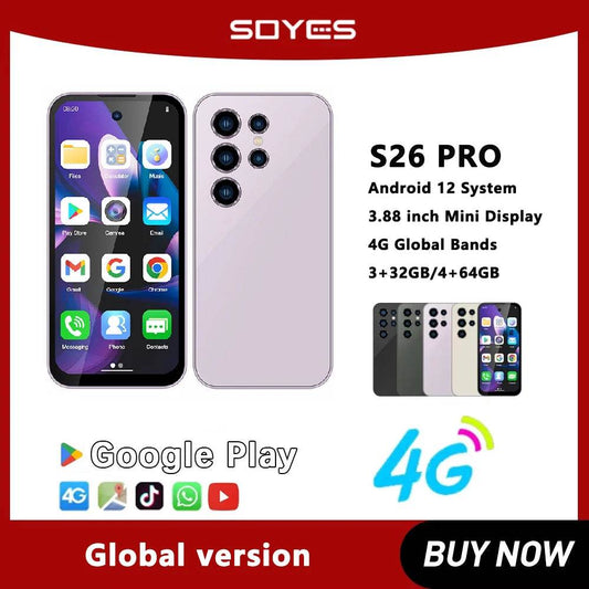 SOYES S26 PRO 3.88Inch Small Phone 4GB+64GB Android12.0 Dual SIM Standby 4G Mini Smartphone 1950mAh Wifi GPS Global Version - Price Value Store