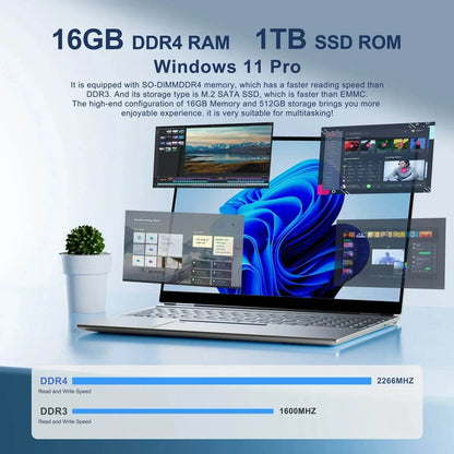 Face ID Laptop 16 Inch IPS Screen 16GB RAM 32GB Intel 11th N95 Netbook Windows 11 Pro Office Notebook RGB Keyboard Portable Pc - Price Value Store