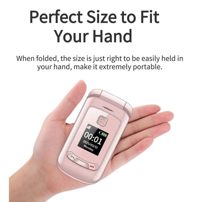Stylish Ladies Flip Phone Dual Display Big Keypad Cheap Clamshell Mobile with SOS Button Qick Dial Loud Speaker Two Earpieces - Price Value Store
