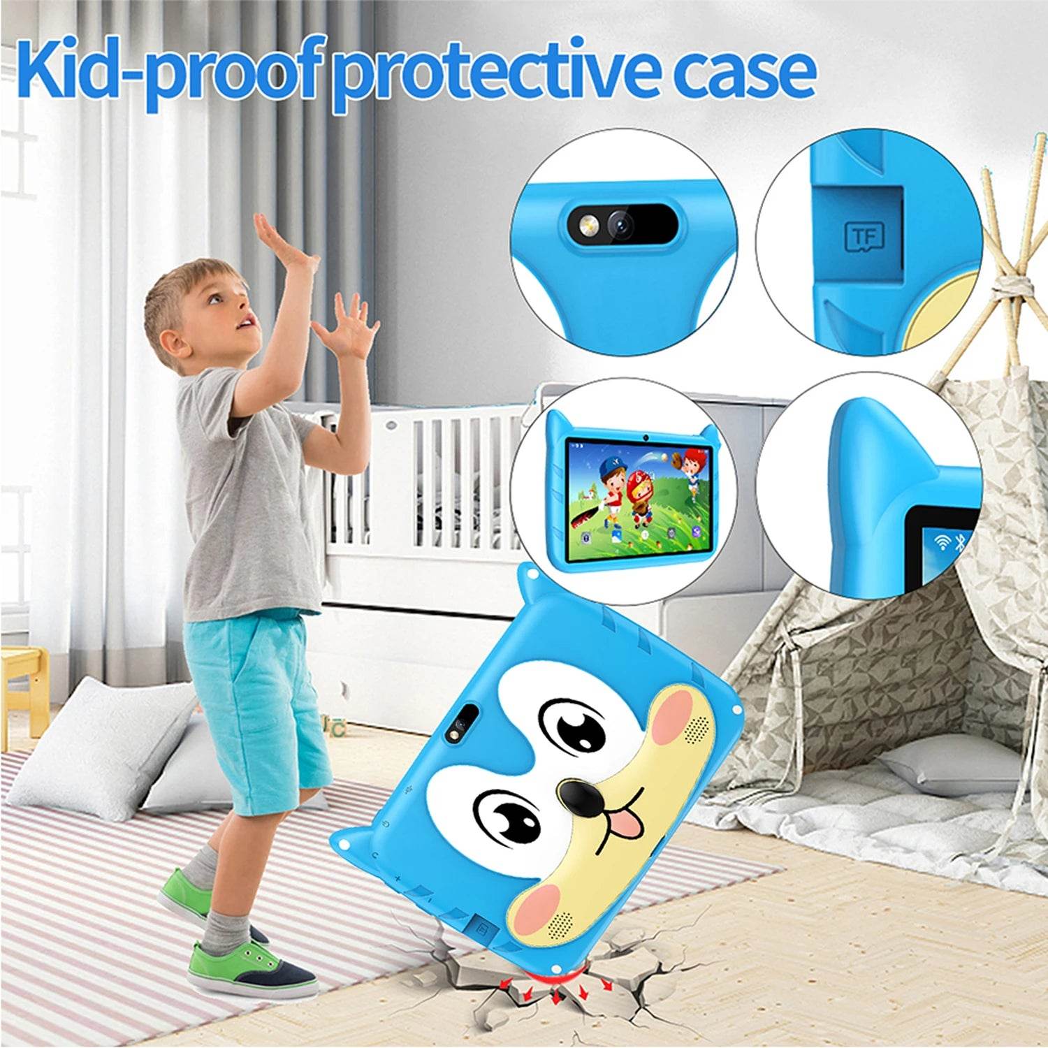 New 7 Inch Cartoon Pattern Kids Tablets Quad Core 4GB+64GB ROM Bluetooth 5G WiFi Learning Education Games Tablet Children's Gift - Price Value Store