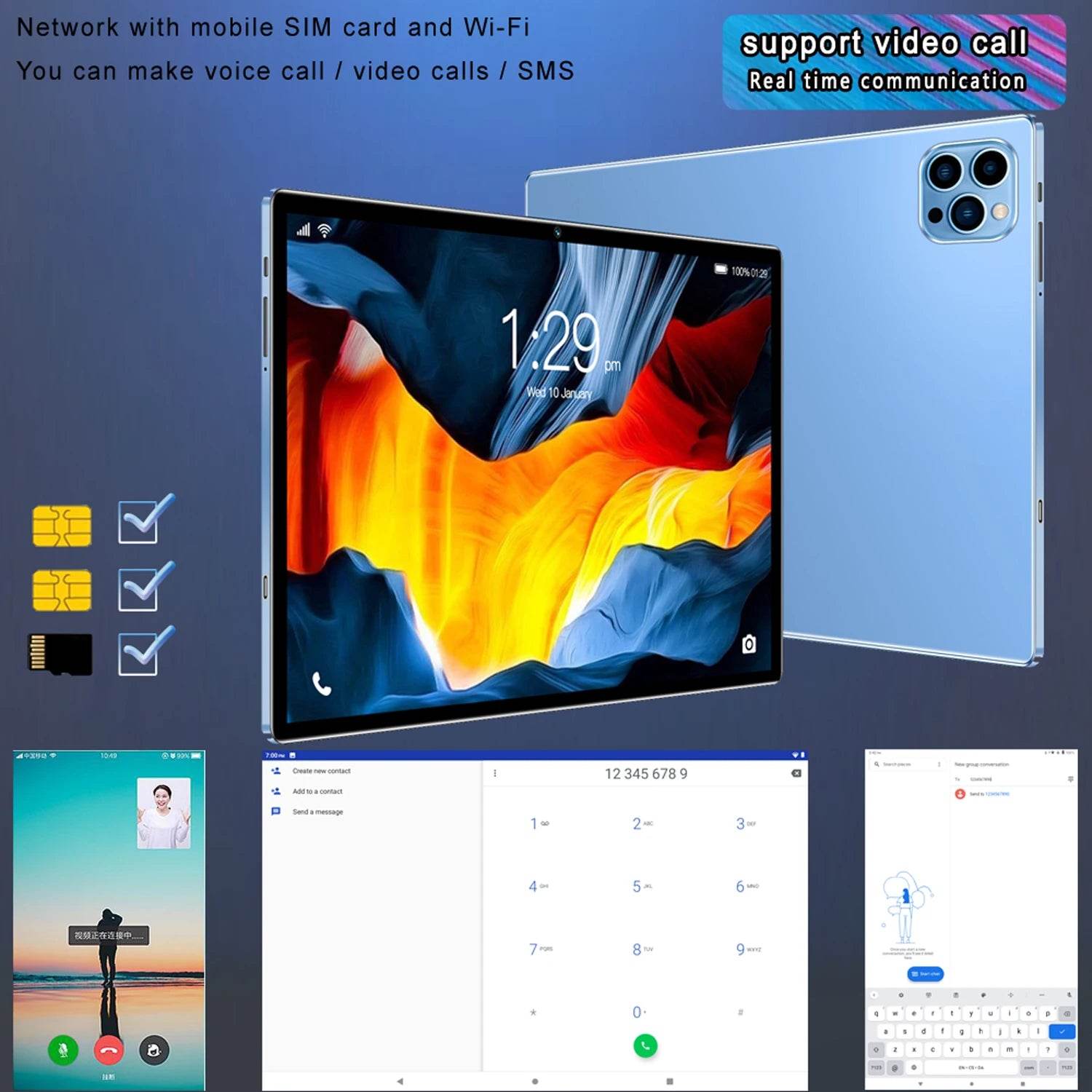 2025 Global Version Original BDF Pad Tablet 10.1 inch HD Android 11, 4GB+64GB, 5000mAh ,3G Dual SIM WiFi Tablet PC - Price Value Store