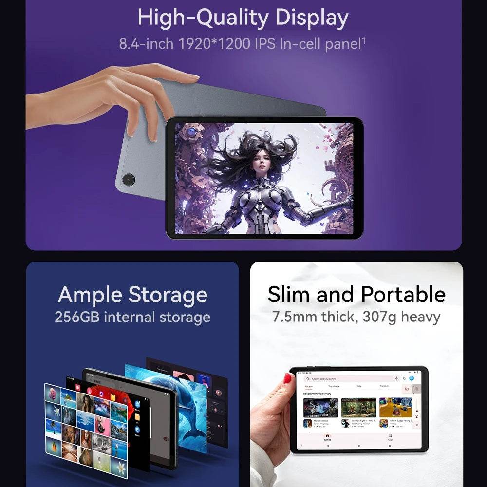 ALLDOCUBE iplay 50 mini pro 8.4in Tablet 5000mAh Long-Lasting RAM 8GB ROM 128GB Widevine L1 Netflix G99 CPU IPS Display - Price Value Store