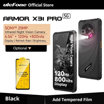 【World Premiere】Ulefone Armor X31 Pro 5G Rugged Phone Android 14 Smartphone 6.56”16GB + 256GB Night Camera 64MP 6050mAh NFC - Price Value Store