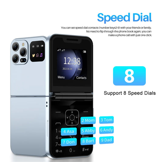 SERVO A50 Pro Flip Mobile Phone 2G GSM Call Recording Speed Dial Torch FM Radio 2.4" Screen Foldable Cellphones Dual SIM Standby