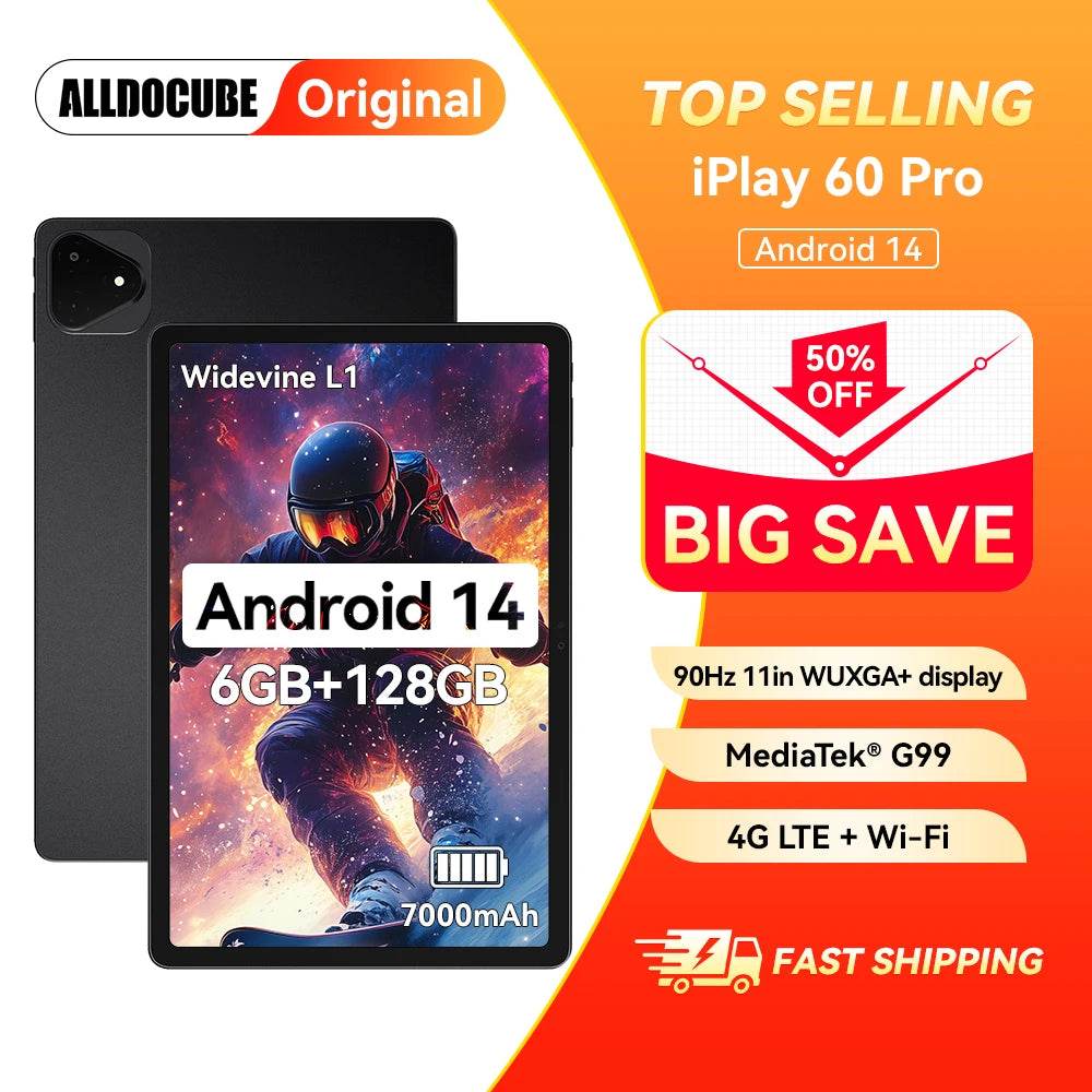 Alldocube iplay 60 pro 11 inch Tablet 6GB+6GB RAM 128GB ROM Android 14 Helio G99 4G LTE+Wi-Fi 90Hz Display 4 Speakers - Price Value Store