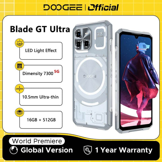 World Premiere DOOGEE Blade GT Ultra 5G Rugged Phone Dimensity 7300 6.72'' 16GB+512GB LED Light Effect Ultra-thin Smartphone - Price Value Store
