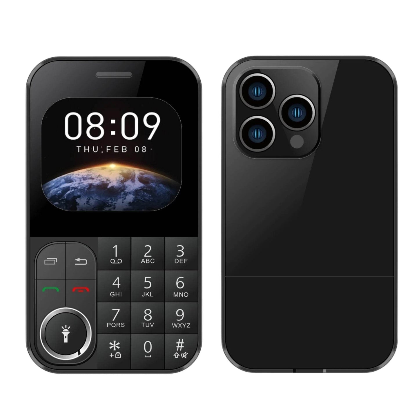 Super Slim Card Mobile Phone Dual SIM 2.0 inch HD Screen Pocket Size Cell Phone Magic Voice Changer Big Button 8 Speed Dial LED - Price Value Store