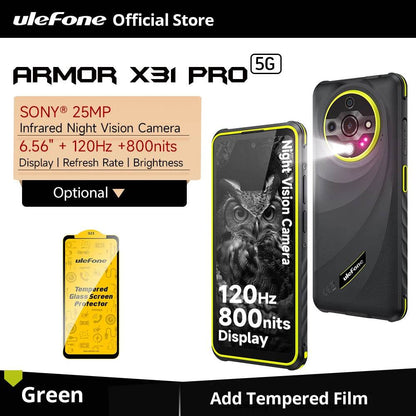 【World Premiere】Ulefone Armor X31 Pro 5G Rugged Phone Android 14 Smartphone 6.56”16GB + 256GB Night Camera 64MP 6050mAh NFC - Price Value Store