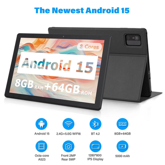 ANRY 2025 10.1 Inch 5G Wifi A523 Tablet Android 15 8GB(4+4Expand) RAM+64GB ROM IPS Display 5000Mah Dual Camera Octa-core Tablets - Price Value Store