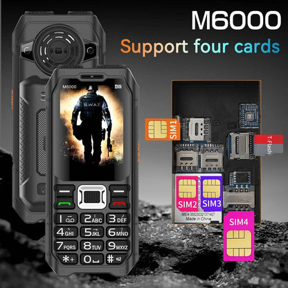 Durable Outdoor Senior Phone Magic Voice 4 Quad Sim Cards Large Battery Powerbank Speed Dial Big Button Loud Voice Dual Torch - Price Value Store