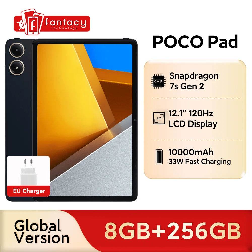 Global Version POCO Pad Tablet 8GB 256GB Snapdragon 7s Gen 2 Octa core 12.1'' 120Hz 2.5K Display 33W 10000mAh Battery - Price Value Store