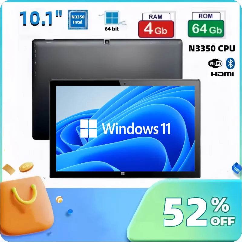 Hot Sales 64Bit AR40 10.1 INCH Windows 11 Tablet PC 4GB RAM 64GB ROM Intel N3350 CPU 1920*1200 Resolution Dual Cameras WIFI - Price Value Store