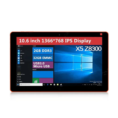 32Bit 10.6" Windows 10 Tablet PC 2GB RAM 32GB ROM X5 Z3735F Quad Core 1.33-GHz 1366 x 768 Pixel WIFI HD-MI 6600mAh ﻿