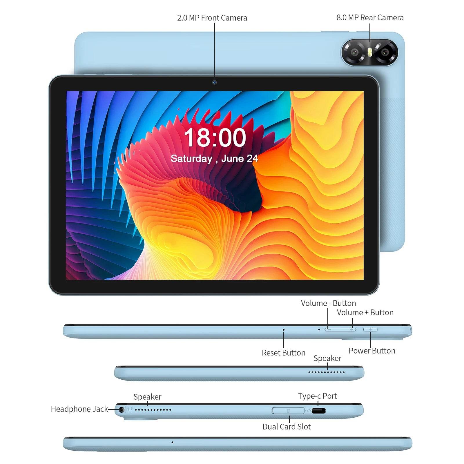 PRITOM TOUCH 10 Plus 10 Inch Android 13 Tablet, 8(4+4)GB+64GB 1TB Expand, WiFi 6, Dual Box Speakers, BT5.0, Google GMS, 2.0GHz - Price Value Store