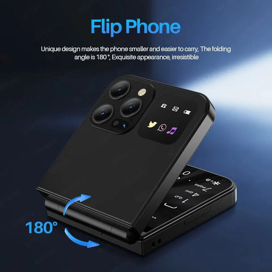 SERVO A50 PRO Flip Mobile Phones Dual SIM Call Record Speed Dial Magic Voice Blacklist Foldable Cellphones 2.4" Display Type-C