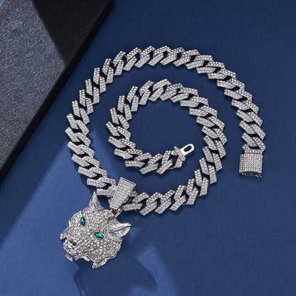 Animal Zinc Alloy Diamond Pendant Cuban Chain Necklace - Price Value Store
