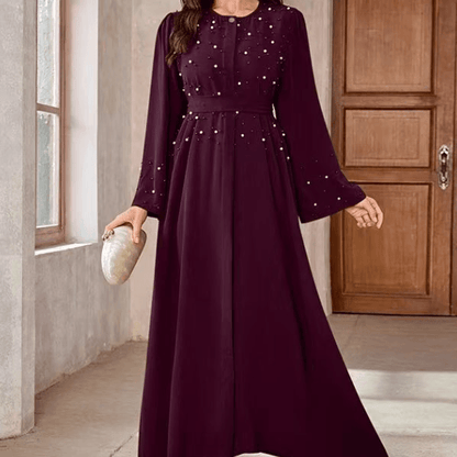 Long-sleeved pearl long dress - Price Value Store