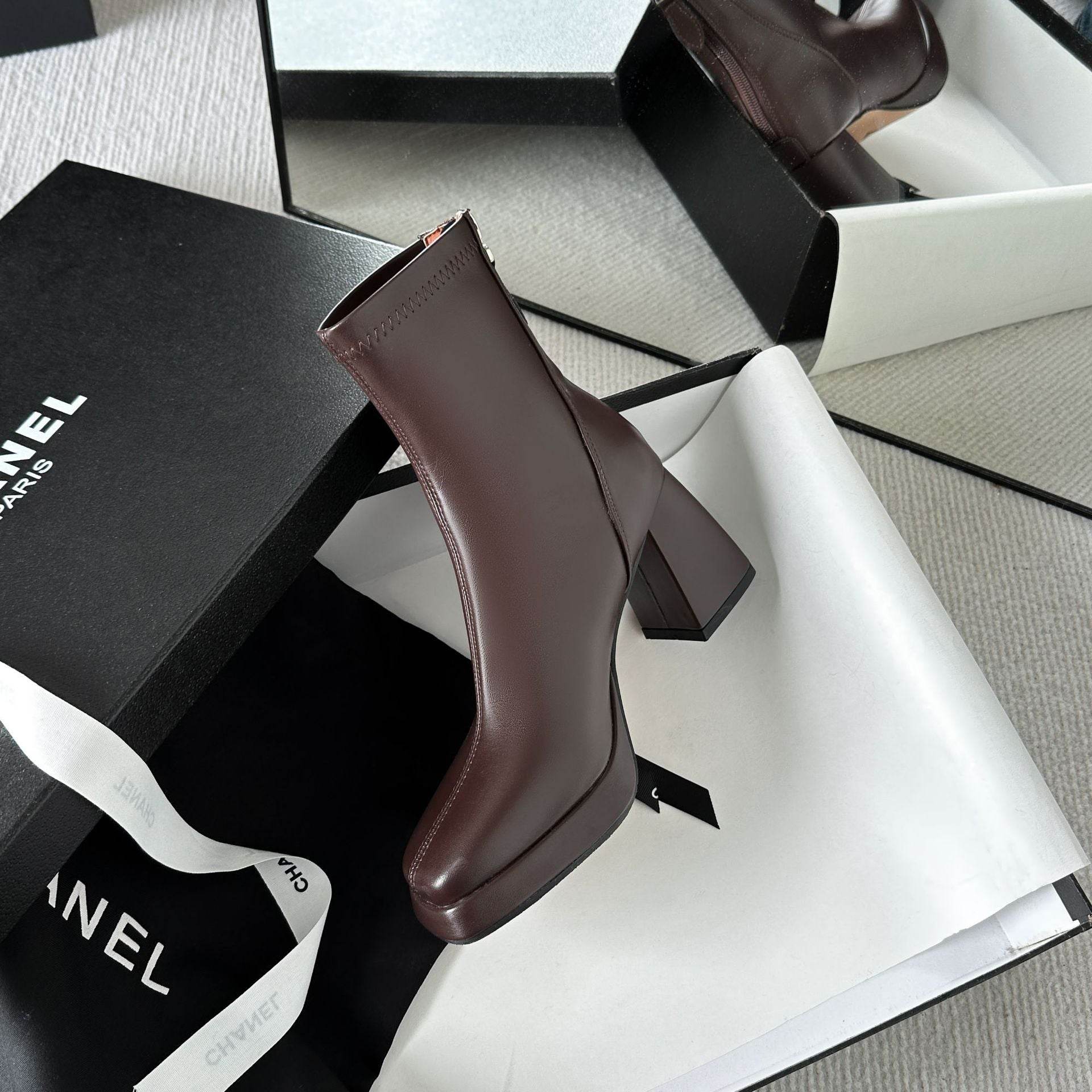 French high-heeled waterproof boots - Price Value Store