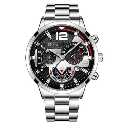 Men's Fashion Stainless Steel Band Quartz Watch with Calendar - Price Value Store