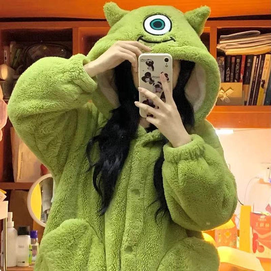 Big-eyed coral fleece pajamas - Price Value Store