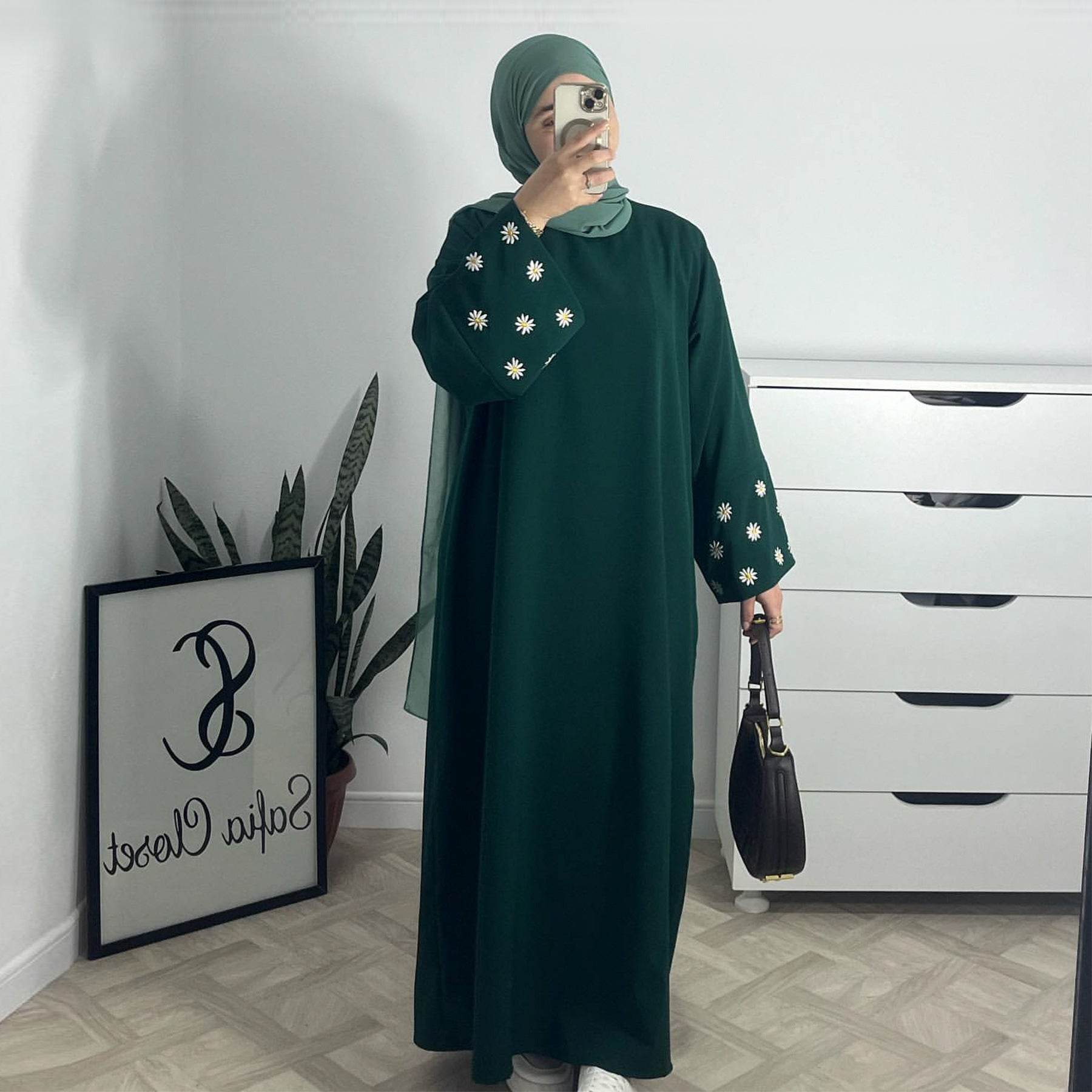 Turkey Elegant Embroidered Daisy dress Robe - Price Value Store